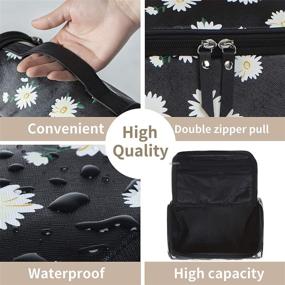 img 3 attached to 👜 Large Waterproof NUFR Cosmetic Bag Organizer for Makeup Brushes and Travel Accessories - Zipper Pouch for Toiletries, Jewelry, and Electronics - Ideal Gifts for Women, Mom, Grandma, and Girls (Black)