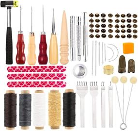 img 4 attached to 🧵 Complete 46Pcs UOOU Leather Craft Tools Kit for Effective Leather Sewing and Repairing - Thread, Punch, Snaps, Rivets & More!