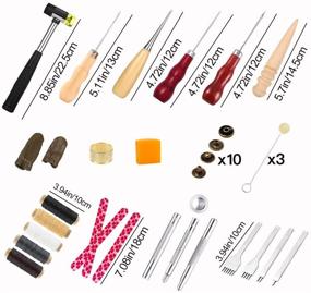 img 3 attached to 🧵 Complete 46Pcs UOOU Leather Craft Tools Kit for Effective Leather Sewing and Repairing - Thread, Punch, Snaps, Rivets & More!