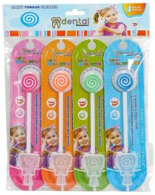 img 2 attached to 🦷 55Dental Kids Tongue Scraper Set - 4 BPA-Free Plastic Dental Scrapers: Freshens Breath, Removes Gunk - Multicolored, Easy-to-Grasp Handles, Brush Covers for Ages 2+
