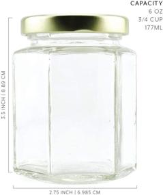 img 2 attached to 🌽 Premium Cornucopia 6-Ounce Hexagon Glass Jars (12-Pack) with Gold Lids: Versatile Empty Hex Jars for Party Favors, Jams, Samples & More!