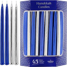 img 3 attached to 🕯️ SEO-Optimized Hanukkah Candles - Dripless Blue/Silver Metallic, Frosted Premium, Tapered & Hand-Decorated Chanuka Candles
