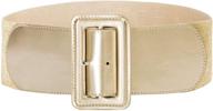 women ladies elastic stretch buckle logo