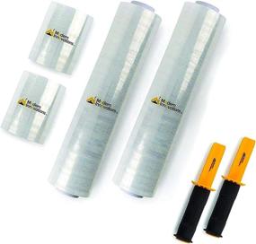 img 4 attached to 📦 Industrial Clear Plastic Stretch Film Kit - 5 Inch and 15 Inch Rolls with Handles - Ideal for Moving and Pallet Wrapping - 4 Stretch Rolls, 2 Handles, 1000 Feet Total Length