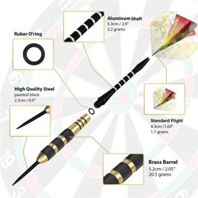 img 2 attached to WINSDART Professional Darts Set: 6X22g Brass Barrels, Aluminum & PVC Shafts, Rubber O'Rings, Flights, Sharpener, and Darts Case - Premium Quality for Serious Players