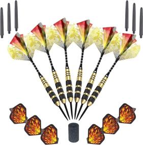 img 1 attached to WINSDART Professional Darts Set: 6X22g Brass Barrels, Aluminum & PVC Shafts, Rubber O'Rings, Flights, Sharpener, and Darts Case - Premium Quality for Serious Players