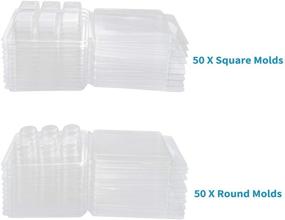 img 1 attached to Aufisi 100 Packs Wax Melt Clamshells Molds - Square & Round: Clear Plastic Tray for Wickless & Soap Wax Melt Candles