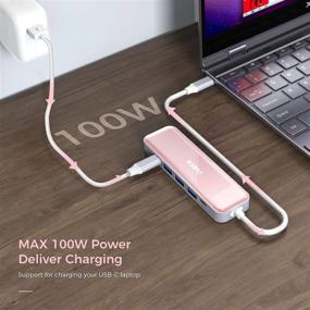 img 1 attached to 🔌 XIDU Pink PhilPort 6-in-1 USB C Hub Adapter for MacBook Pro 13/15/16 - HDMI 4K, 3 USB 3.0, 100W PD - Compatible with Type-C Devices