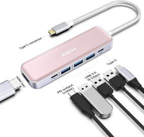 img 3 attached to 🔌 XIDU Pink PhilPort 6-in-1 USB C Hub Adapter for MacBook Pro 13/15/16 - HDMI 4K, 3 USB 3.0, 100W PD - Compatible with Type-C Devices