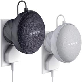 img 4 attached to 🔌 Держатель для монтажа на стену для динамика Google Home Mini от KIWI design (1-го поколения) - чехол для аксессуаров, экономящий пространство (2 шт., серый/черный)