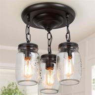 🏡 semi flush mount ceiling light, farmhouse mason jar lights for kitchen, dining room & hallway, oil rubbed bronze, size: l11.8" × w11.8" × h13 логотип