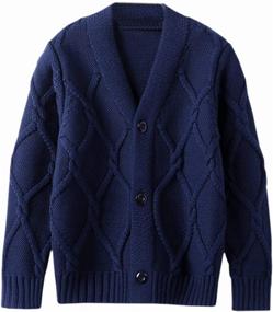 img 4 attached to 👦 Boys' Chunky Cardigan Sweater with Toddler-size Sleeves - Clothing and Sweaters