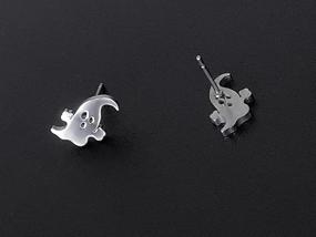 img 2 attached to 👻 Small Ghost Stud Earrings: Stainless Steel Hypoallergenic Jewelry for Women, Girls - Perfect for Halloween, Birthdays, and Cosplay Parties!