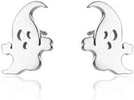 👻 small ghost stud earrings: stainless steel hypoallergenic jewelry for women, girls - perfect for halloween, birthdays, and cosplay parties! logo