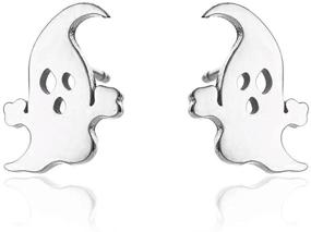 img 4 attached to 👻 Small Ghost Stud Earrings: Stainless Steel Hypoallergenic Jewelry for Women, Girls - Perfect for Halloween, Birthdays, and Cosplay Parties!