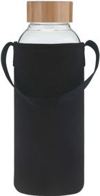 img 4 attached to 🚰 Stay Hydrated on the Go with Ferexer 48 oz Borosilicate Glass Water Bottle - Bamboo Lid, Neoprene Sleeve