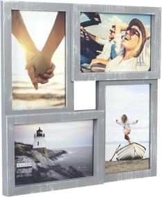 img 2 attached to 🖼️ Malden International Designs Berkshire Graywash Puzzle Wall Collage Picture Frame - 4 Option, 4-4x6 - Gray