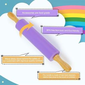 img 2 attached to 🍥 Koogel 12 Inch Silicone Rolling Pin: Purple, Non-Stick, Ideal for Home Kitchen Cake Baking