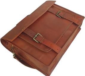 img 1 attached to 🎒 Vintage Handmade Leather Messenger Bag for Laptop Briefcase Satchel - 16X12X5 Inches, Brown (16 Inch)