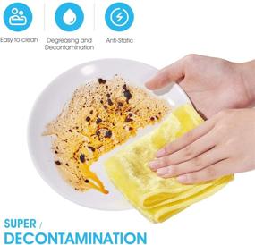 img 3 attached to 🧽 ANMEISH Wood Fiber Dish Towels: Nonstick Oil Kitchen Towels for Effective Dish Washing - Super Decontamination and Absorbent Cloths for Kitchen (9 Pieces, 7.9x9.8 Inch)