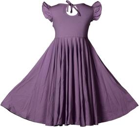 img 3 attached to Stylish Candy-Colored Girls Ruffles Dress: Fly Sleeves, Twirly Skater Design for a Perfect Party Look