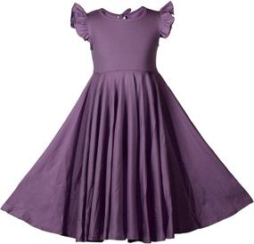 img 4 attached to Stylish Candy-Colored Girls Ruffles Dress: Fly Sleeves, Twirly Skater Design for a Perfect Party Look