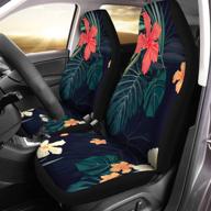 vibrant and tropical car seat covers: set of 2 green summer colorful covers for universal auto front seats with hibiscus flowers & plants design - fits car, suv, sedan, truck logo