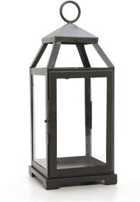 img 4 attached to 🏮 14 Inch Large Clear Glass Iron Classic Style Lantern Ideal Gift for Parties, Weddings, Aromatherapy, and LED Spa Settings 05 (Dark Brown) by Hosley