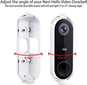 img 2 attached to 🔌 White Weather & UV Resistant Wall Plate and Adjustable Angle Wall Mount Bundle for Nest Hello Video Doorbell - Customize Nest Hello's Left & Right Angles from 0° - 35°