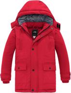zshow boys' thick warm winter coat hooded parka - hip-length outdoor ski jacket logo