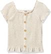 speechless sleeve button smocked oatmeal girls' clothing for tops, tees & blouses logo