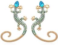 🦎 stylish retro stud earrings: crystal gecko lizard animal jewelry for women and girls - perfect gift logo