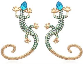 img 4 attached to 🦎 Stylish Retro Stud Earrings: Crystal Gecko Lizard Animal Jewelry for Women and Girls - Perfect Gift