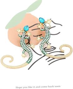 img 3 attached to 🦎 Stylish Retro Stud Earrings: Crystal Gecko Lizard Animal Jewelry for Women and Girls - Perfect Gift