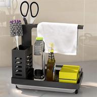 🧽 black stainless steel kitchen sink caddy organizer with drain pan - efficient sponge, soap, and brush holder логотип