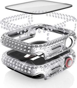 img 3 attached to Fullife 3-Pack Crystal Diamond Bling Cases Compatible With Apple Watch 38Mm Protective Bumper With Tempered Glass Protector For IWatch Series 6 5 4 3 2 1 SE Cell Phones & Accessories and Accessories