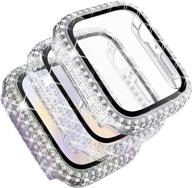 fullife 3-pack crystal diamond bling cases compatible with apple watch 38mm protective bumper with tempered glass protector for iwatch series 6 5 4 3 2 1 se cell phones & accessories and accessories logo