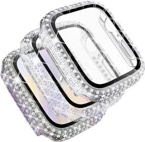 img 4 attached to Fullife 3-Pack Crystal Diamond Bling Cases Compatible With Apple Watch 38Mm Protective Bumper With Tempered Glass Protector For IWatch Series 6 5 4 3 2 1 SE Cell Phones & Accessories and Accessories