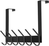 doku over the door hook 12 hooks, stainless steel heavy duty coat robe hat clothe towels hanger, bathroom towel rack organizer, matte black logo