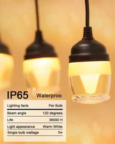 img 3 attached to 🌟 Premium 41ft Roollmantaker LED Outdoor String Lights for Stunning Warm White Ambience – Waterproof and Shatterproof Vintage Patio Lighting for Weddings!