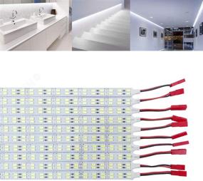 img 4 attached to 💡 10-Pack of 12V Under Cabinet LED Light Strips - Super Bright White 6000K, SMD5630, 9W, 84LEDs, Double Row, 0.5m/20in Length - Ideal for Kitchen Cabinets, Counters, Showcases, and Vehicle Replacements