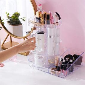 img 2 attached to 💄 Ogrmar Adjustable 360 Degree Rotating Makeup Organizer Tray with Large Capacity - Transparent