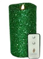 🕯️ luminara vintage green glitter 7" flameless pillar candles: sparkling décor with remote control логотип