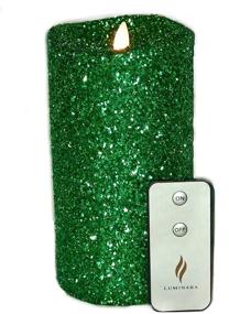 img 4 attached to 🕯️ Luminara Vintage Green Glitter 7" Flameless Pillar Candles: Sparkling Décor with Remote Control