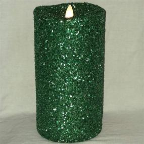 img 1 attached to 🕯️ Luminara Vintage Green Glitter 7" Flameless Pillar Candles: Sparkling Décor with Remote Control