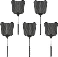 🪰 set of 5 foxany large fly swatters – strong & flexible plastic fly swatter heavy duty kit for indoor/outdoor use – telescopic flyswatter with stainless steel handle logo