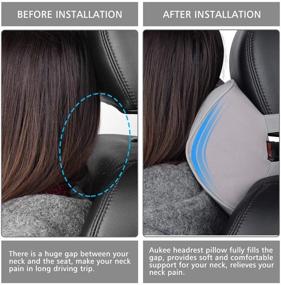 img 1 attached to 🚗 Улучшите комфорт вождения с подушкой для шейки Aukee Car Memory Foam Headrest - мягкая кожаная опора для шеи для дома, офиса и путешествий (серый, 1 шт.)