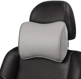 img 4 attached to 🚗 Улучшите комфорт вождения с подушкой для шейки Aukee Car Memory Foam Headrest - мягкая кожаная опора для шеи для дома, офиса и путешествий (серый, 1 шт.)