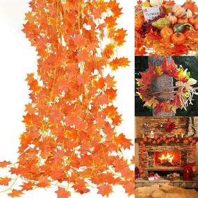 img 4 attached to 🍁 80 FT Silk Maple Leaf Garland: 10 Pack Fall Decor for Thanksgiving, Halloween, Wedding and Garden Parties