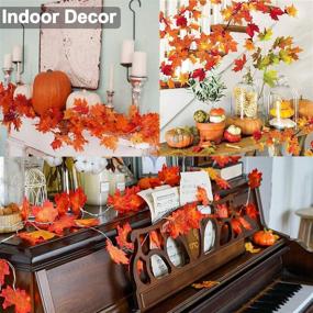 img 1 attached to 🍁 80 FT Silk Maple Leaf Garland: 10 Pack Fall Decor for Thanksgiving, Halloween, Wedding and Garden Parties